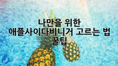 🍎 나만을 위한 애플사이다비니거 고르는 법 꿀팁! ✨
